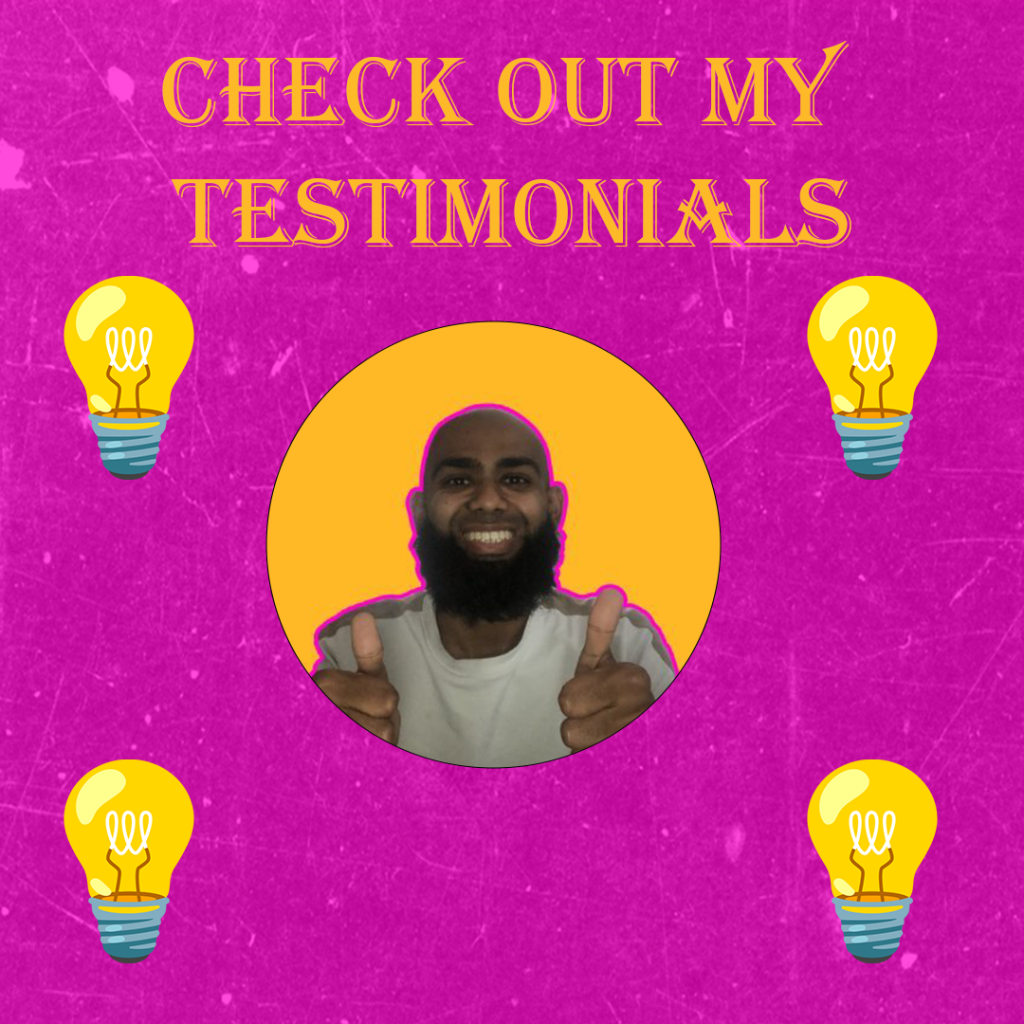 Graphic produced on Photoshop promoting the webpage to find testimonials.